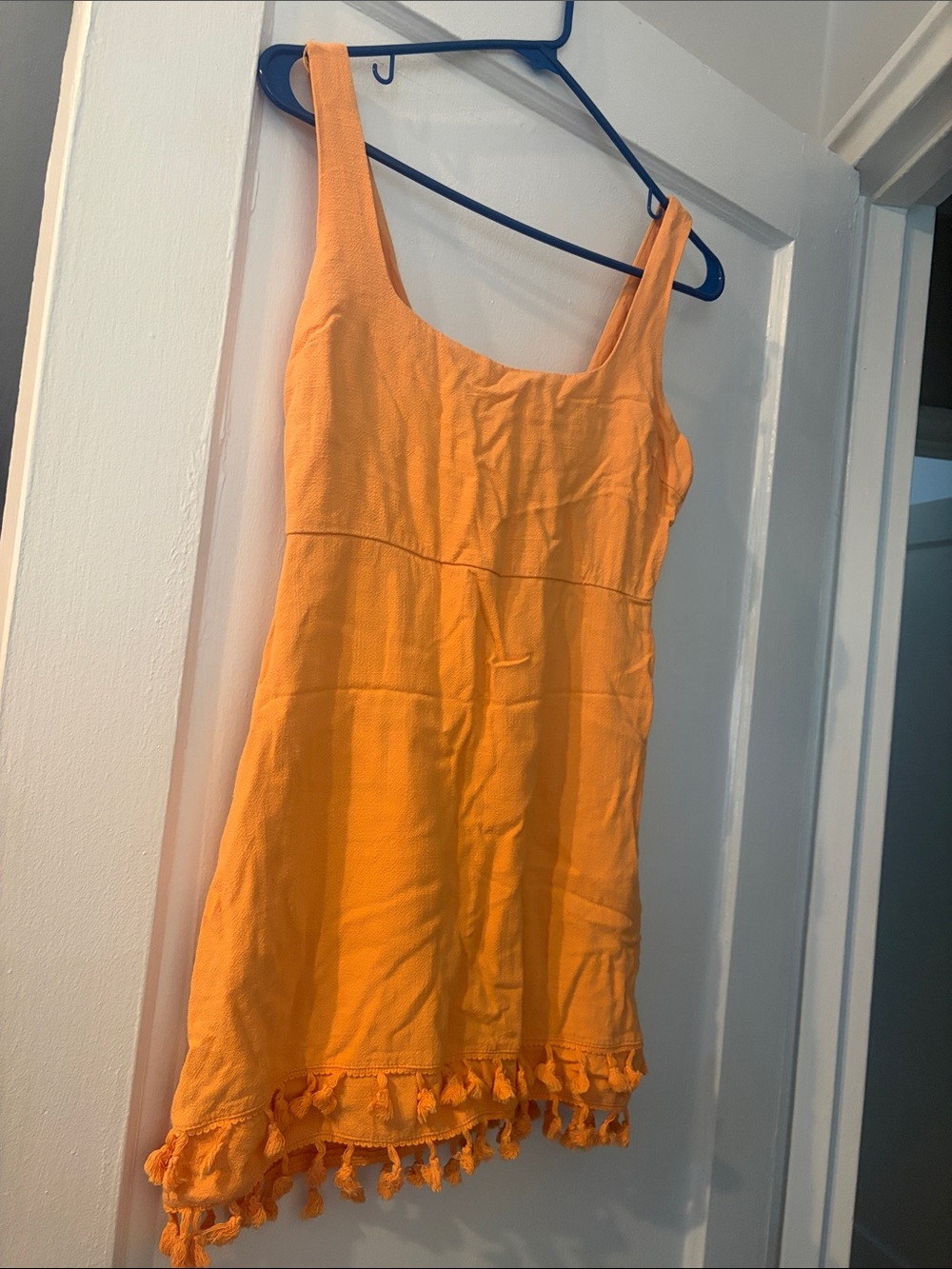 Lulu's Orange Sleeveless Summer Dress with Tassel Trim